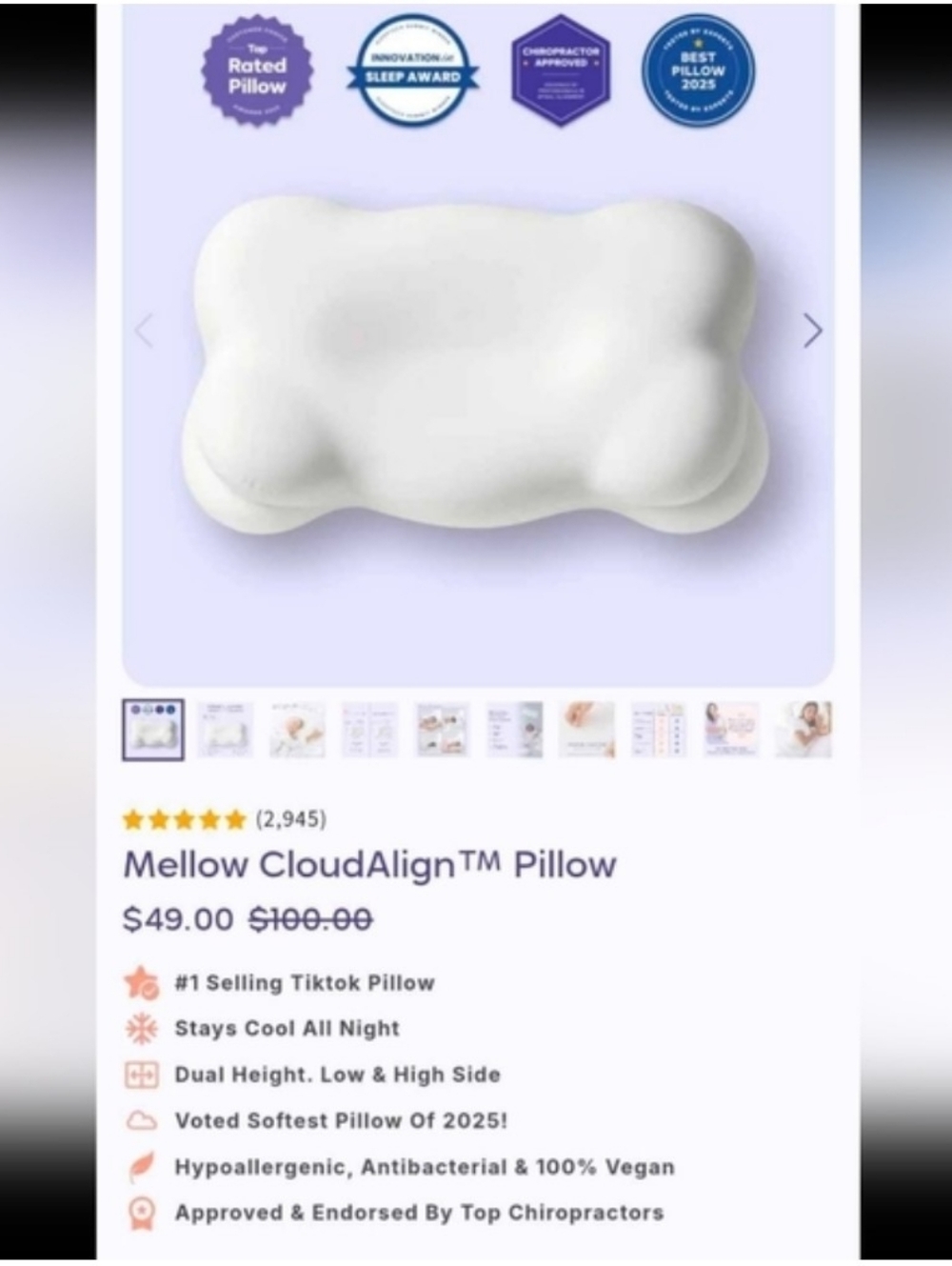 NEW Mellow Cloud ☁️ Align Pillow Regular Size with Pillowcase - Picture 4 of 9